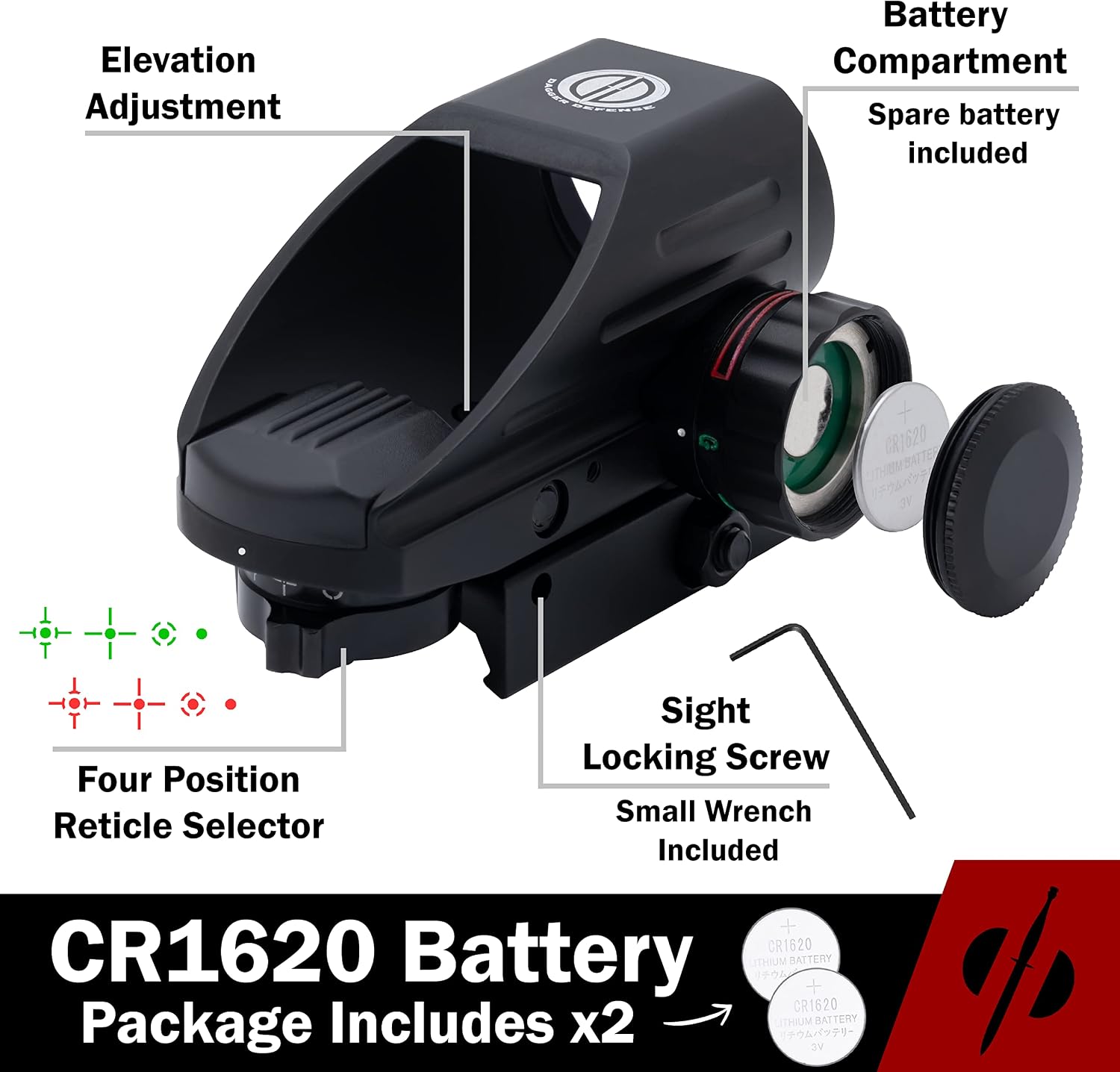 Veteran Owned Company- DDHQ Red Dot Reflex Sight Scope with Quick Detach Mount- Reflex Sight Optic and Substitute for Holographic red dot Sight