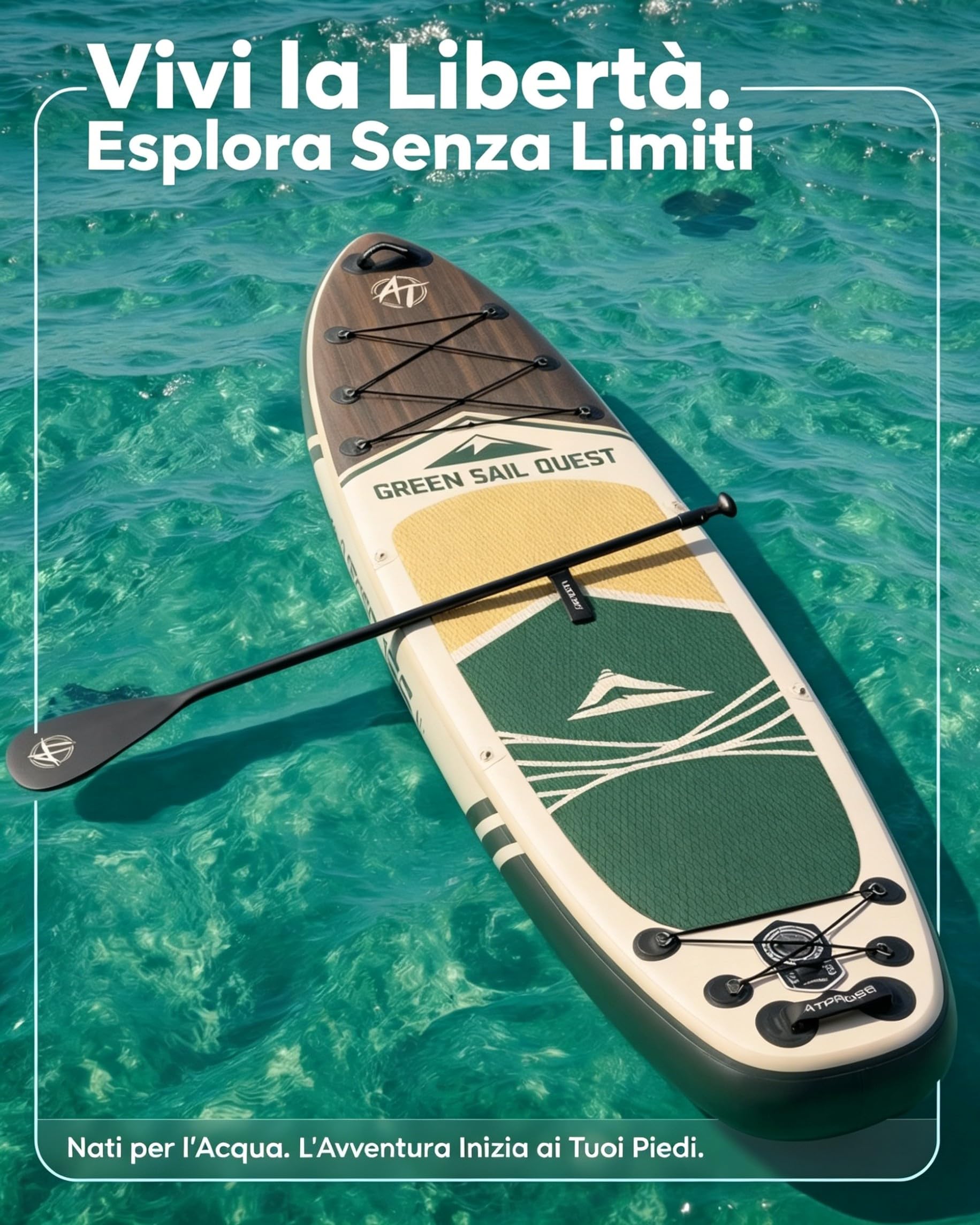 Tavola SUP Gonfiabile con Accessori, 2 Persone | 320 × 84 cm Extra Larga, Portata 200 kg, Stabile e Antiscivolo Per Mare e Surf