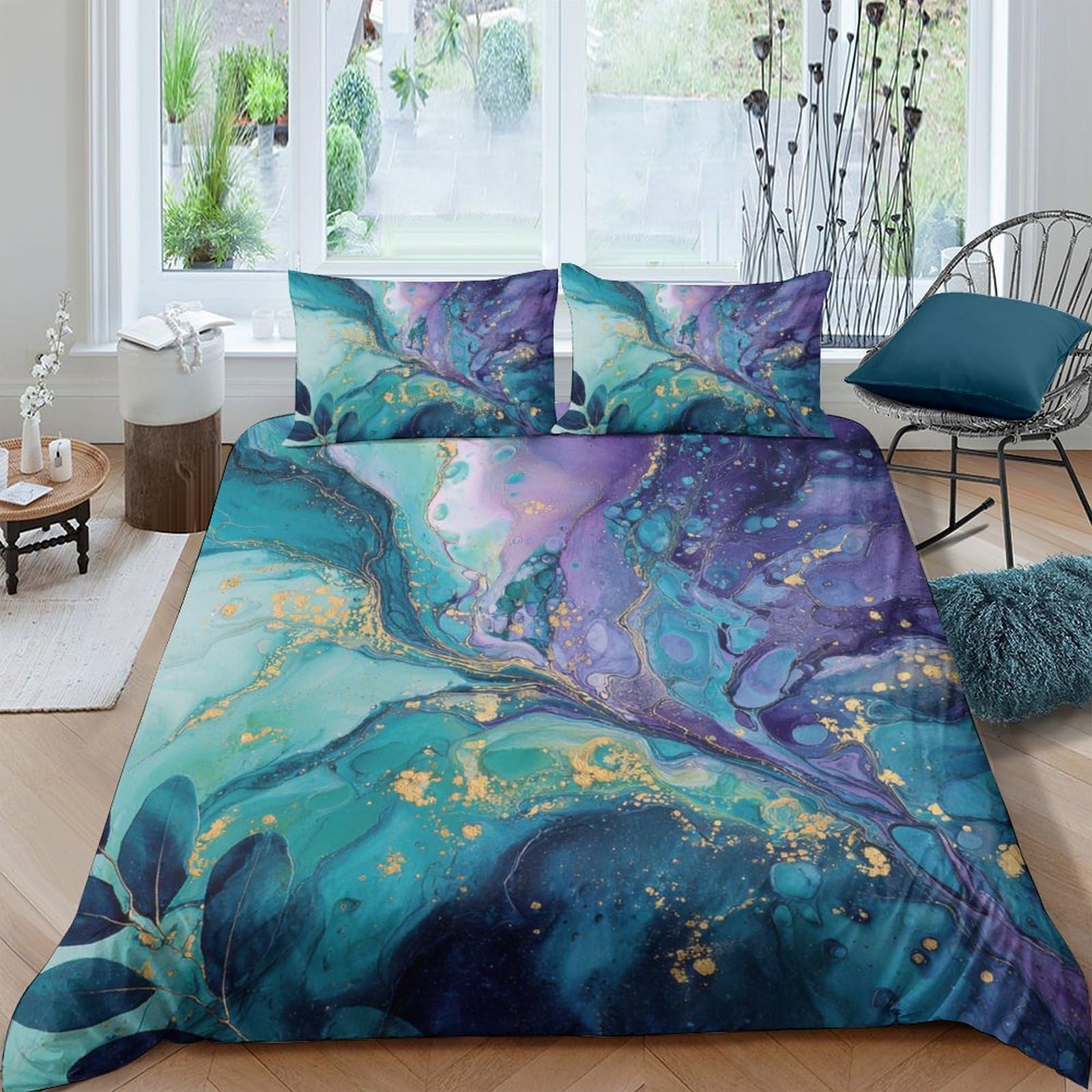 Ctjqhvkz Style-7 3D Printed Blue Marble Fitted Sheet Microfiber Soft Abstract Swirl Mattress Cover For Bedroom Dorm Mattress Protection Decor Single（135X200cm）