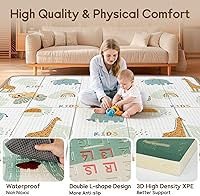 Vista 4 de Foldable Baby Play Mat for Floor, PIGLOG 79x71 Extra Large Crawiling Play Mat for Babies, Waterproof & Portable Tummy Time and Non-Toxic Soft Foam