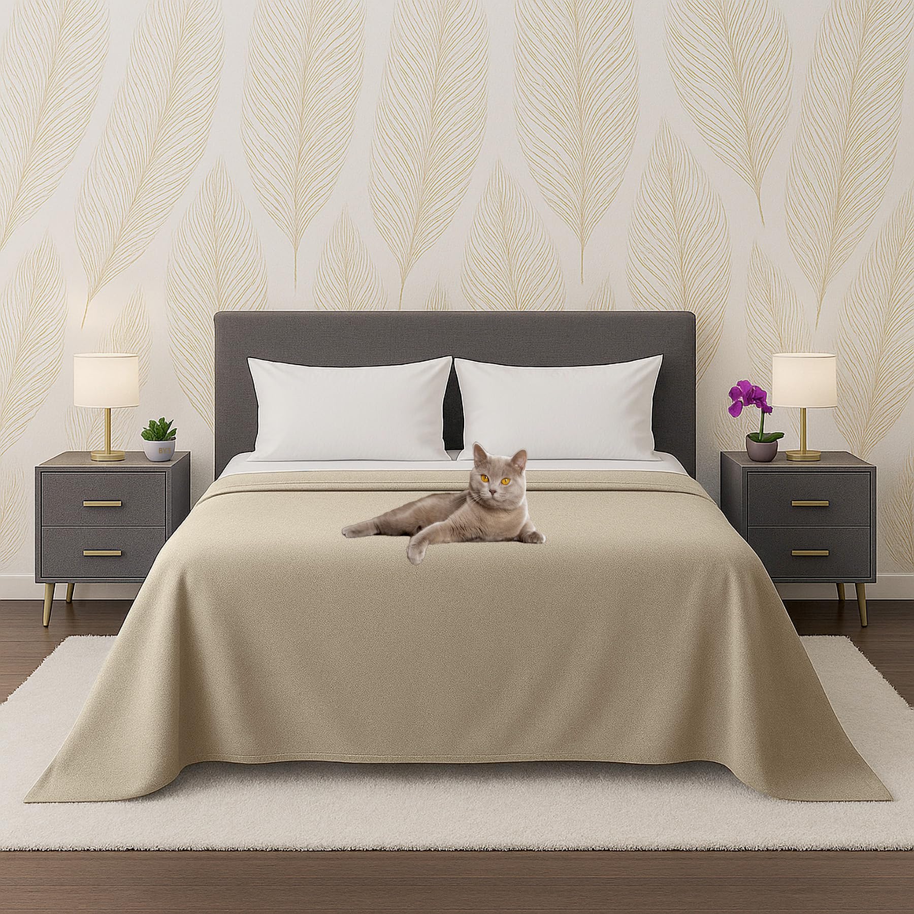 Byour3 - Copridivani 3 4 2 Posti Puro Cotone 100% Granfoulard Telo Rettangolare Salvadivano Teli Multiuso Foulard Copritutto coperta per Divani L Con senza Penisola (Beige DELTA, 4 posti)