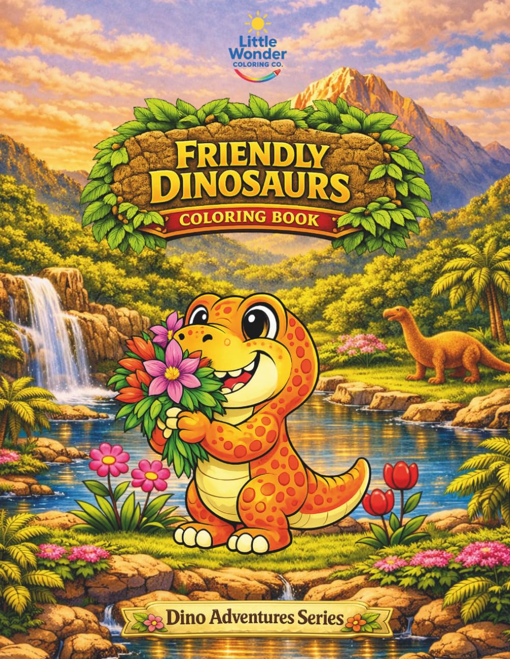 Friendly Dinosaurs Coloring Book: Cute and Cheerful Dino Smiles, Stomps, and Fun (Dino Adventures Series)
