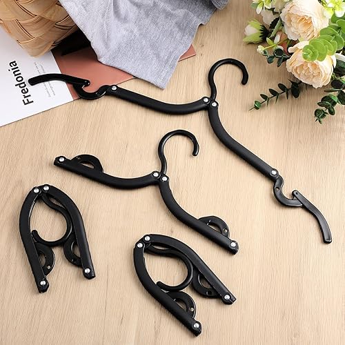 Miniatura 7 de Sieral 40 perchas plegables de viaje de plástico, portátiles, plegables para ropa, cruceros, artículos esenciales para viajes, cruceros, maletas,
