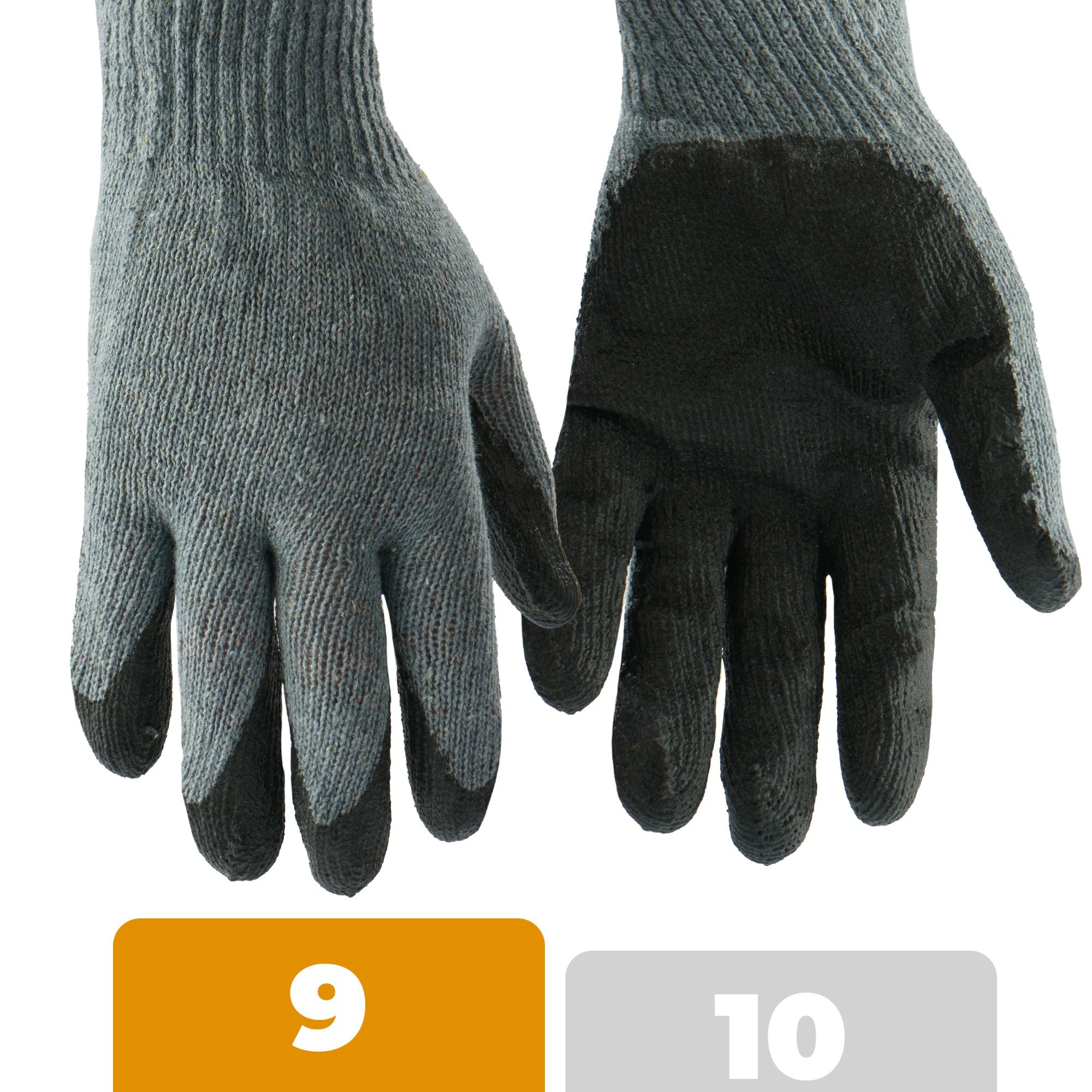 Rękawce Robocze Szaro-Czarne Rozmiar 9(L) ZESTAW 120 Par Solidne Rękawiczki z Powłoką Lateksową Wytrzymałe i Wygodne z Dzianiny Bawełnianej Unisex Odporne na Ścieranie