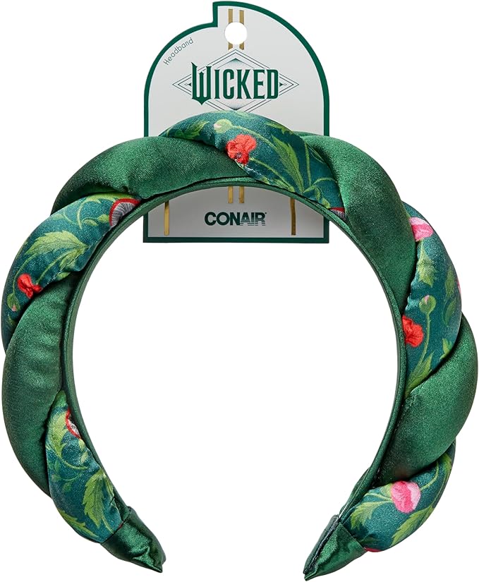 Wicked 2 Elphaba グリーン サテン ツイスト スパ バブル ヘッドバンド - 洗顔やメイクに最適 - 彼女への贈り物 - Conair Scunci