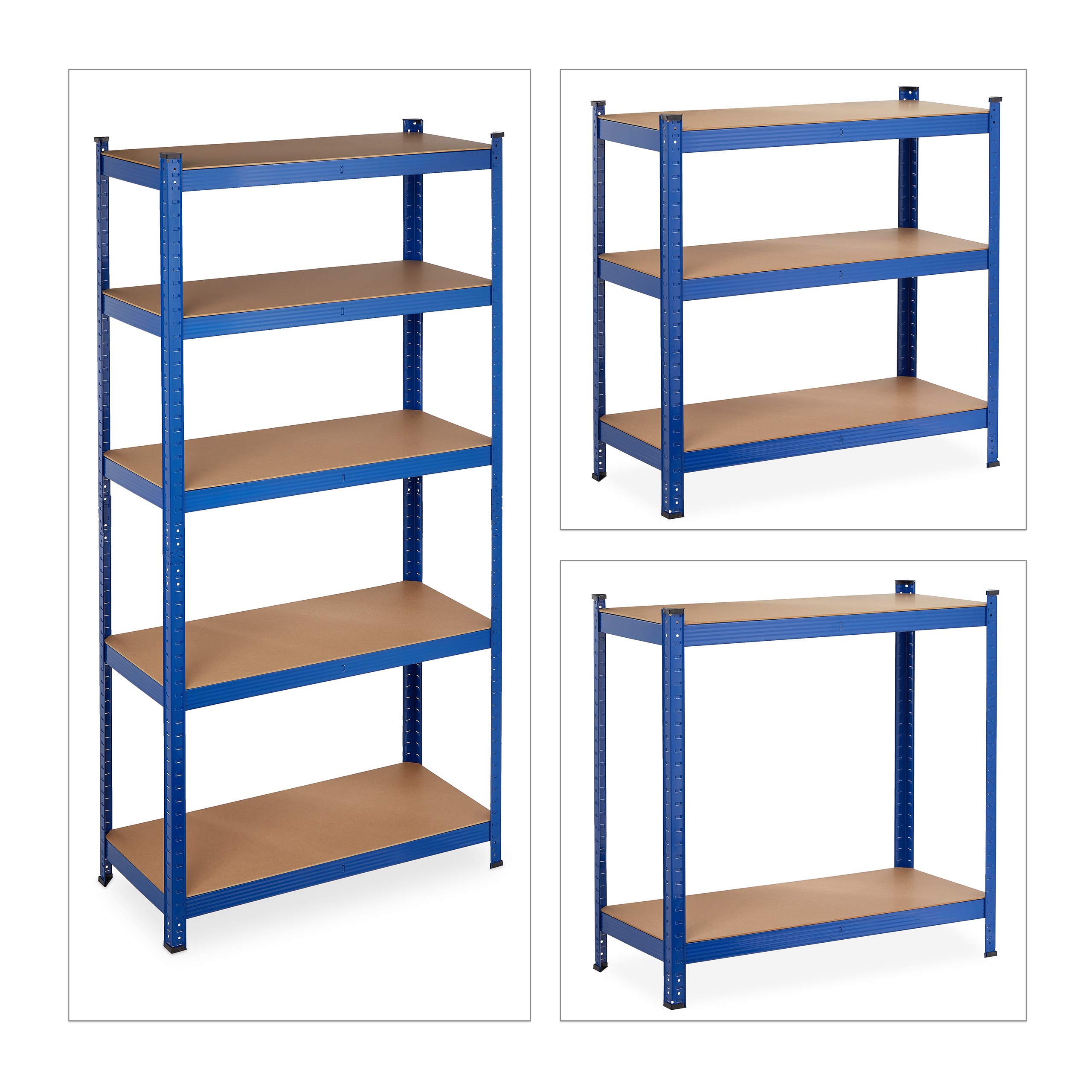 Relaxdays Scaffale in Metallo, capacità 1325 kg, 180x90x45 cm, 5 Ripiani, Casa, Dispensa, Garage & Officina, Acciaio,Blu