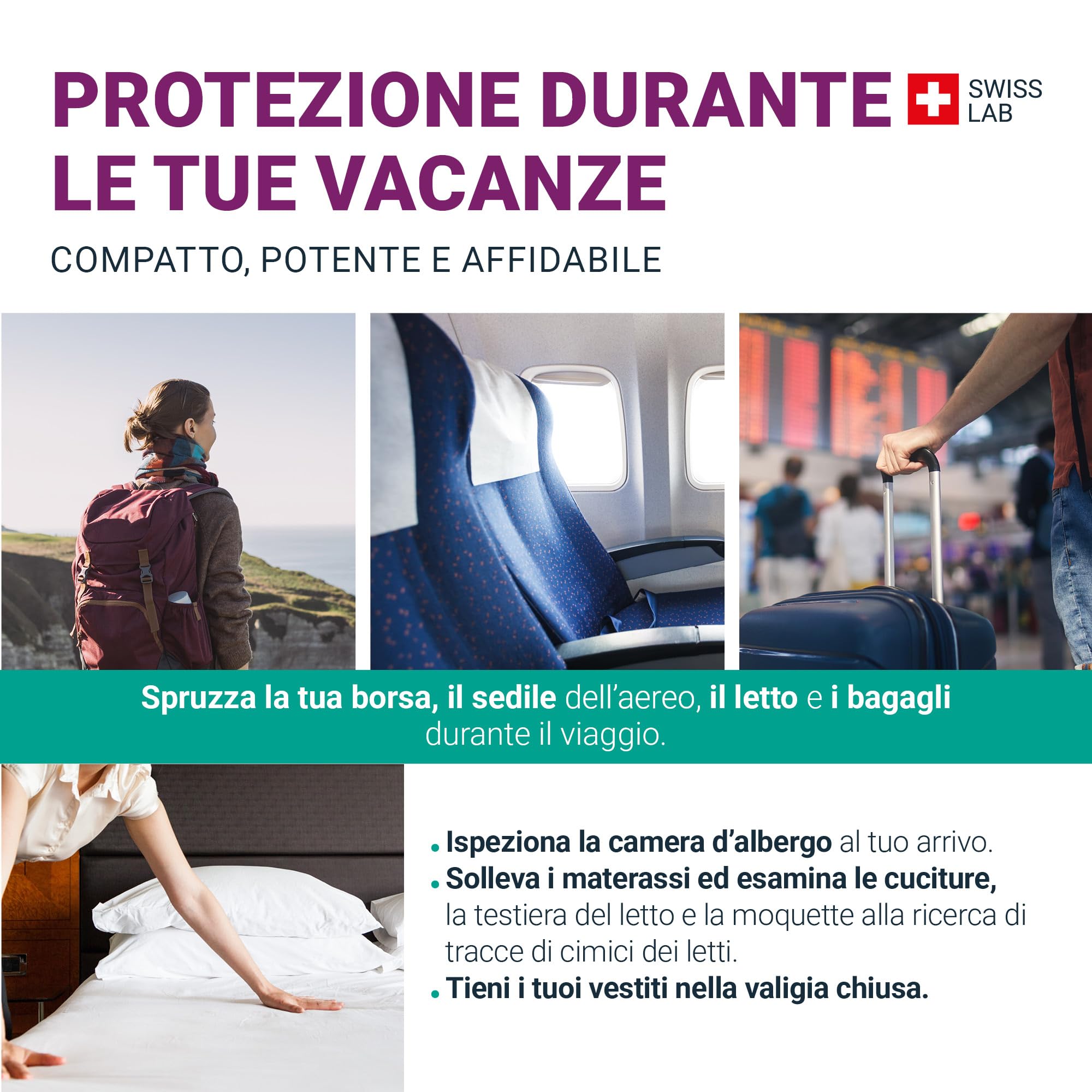 SOS ANTI CIMICI DA LETTO CHOC - Spray Insetticida CHOC - Disinfestazione facile e rapida delle cimici da letto - Trattamento naturale con Oli Essenziali e Fiore di Piretro Vegetale - Swiss Lab