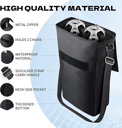 MTRVR Bolsa para silla para 2 sillas, bolsa de almacenamiento resistente para silla de campamento con correa ajustable para el hombro, bolsa