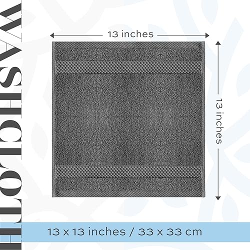 Miniatura 5 de White Classic Juego de toallas de 8 piezas color gris oscuro [2 toallas de baño, 2 toallas de mano, 4 toallas faciales] y 12 paños de lujo gris