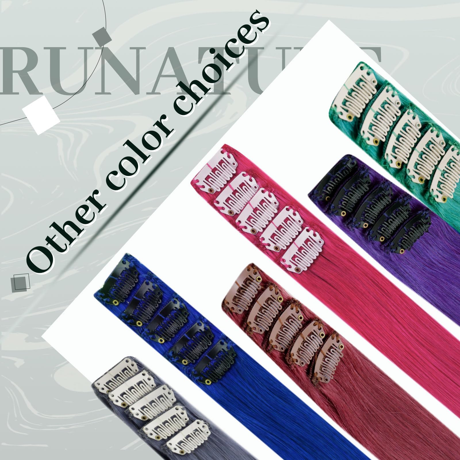 RUNATURE Extension Clip Capelli Veri 40cm 5pcs 25g Viola #Purple