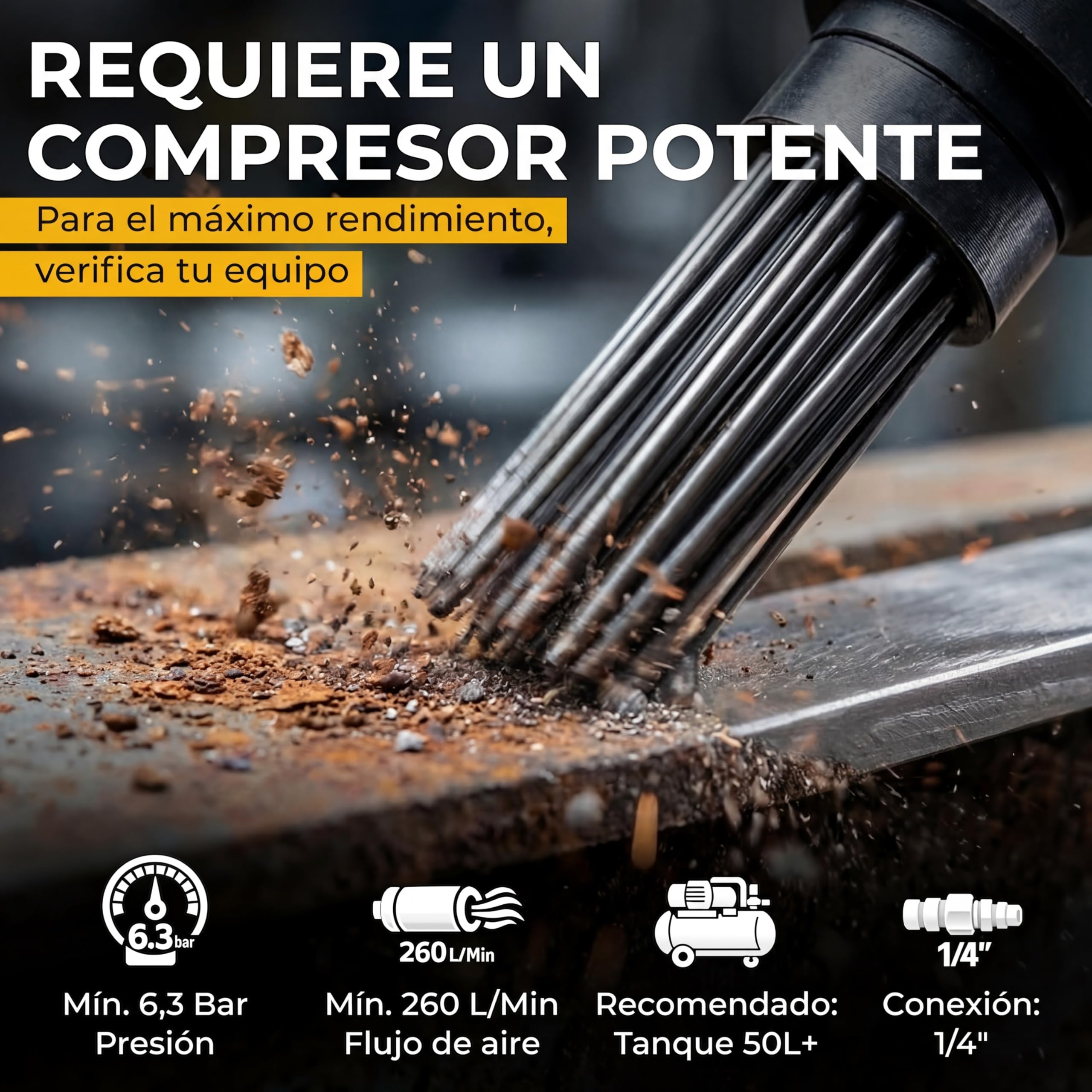 MONZANA® Escalador Neumático de Agujas de Mano Elimina Óxido Pintura Herramientas Neumáticas 19 Agujas