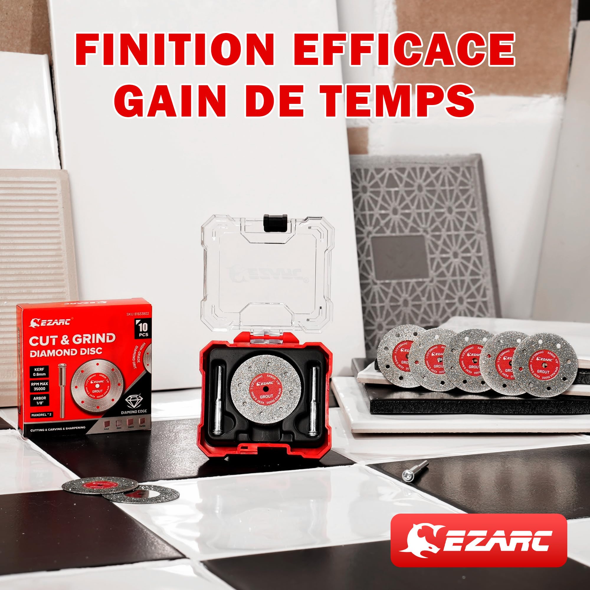 EZARC Lot de 10 disques à tronçonner 38 mm pour outils rotatifs marbre verre porcelaine