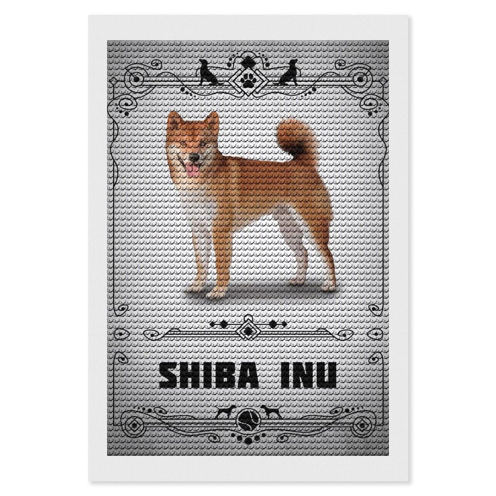 Junmoney Shiba Inu Diamond Art Kit 8"x12", Creative Leisure Activity, Complete Accessories, Vintage Style Decor, for Women