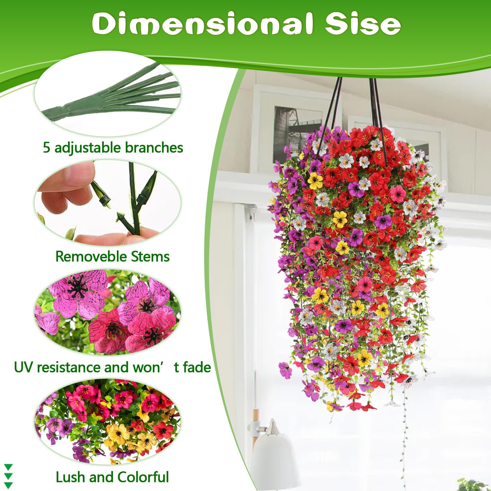 Fiori Artificiali Da Appendere In Cesto AMMYOO, Set Da 30,5 Cm