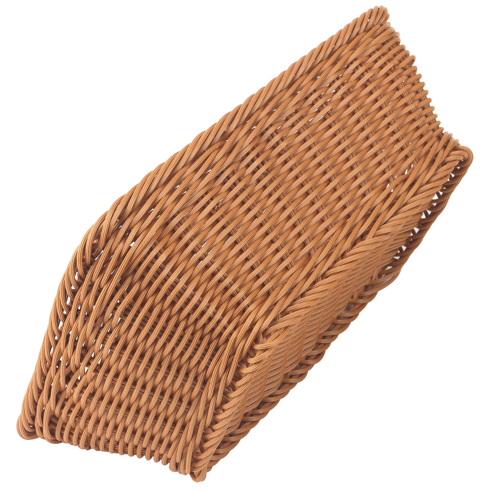 MUKCHAP 4 cestini intrecciati in finto rattan, 30 x 20 x 10 cm, rettangolari in vimini sintetico, cestini da portata per frutta, pane, verdura