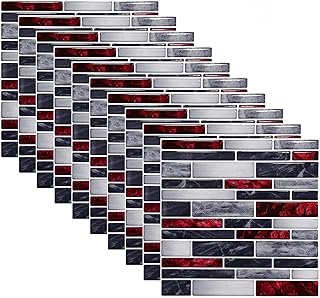 QOXEZY 100 Sheet Peel and Stick Backsplash Tiles, 3.94x3.94 Mosaic Stick on Wall Tiles, Self Adhesive Tile Sticker for Kitchen Backsplash and Bathroom Marble Design