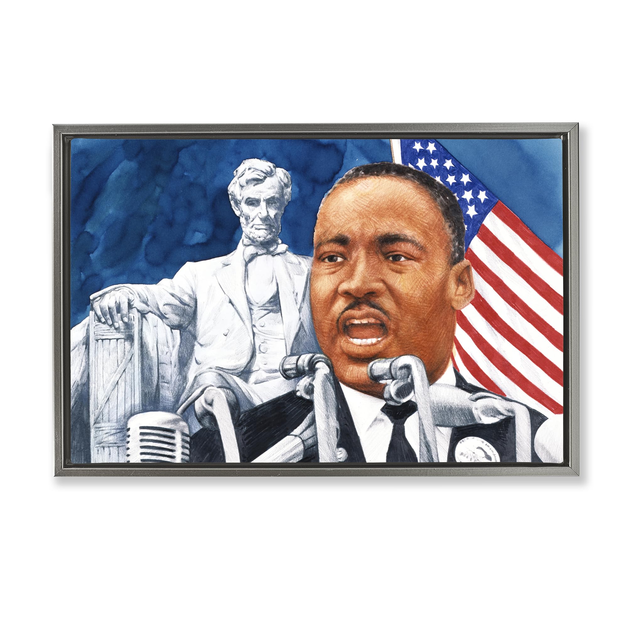 '1960s American Speech Portrait'| Floating Frame Canvas Art