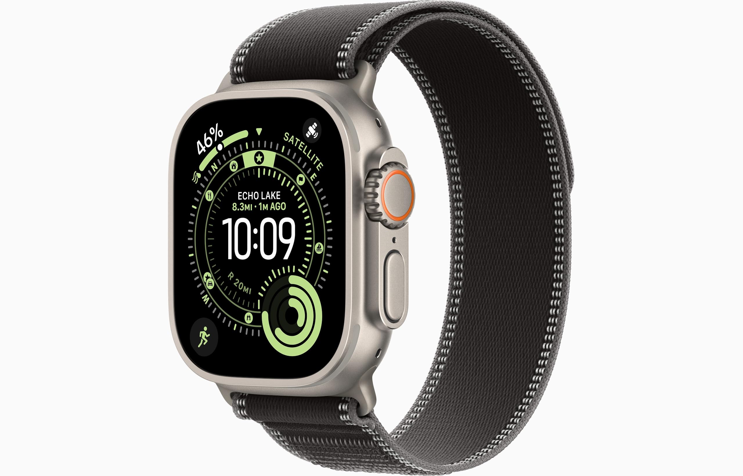 Apple Watch Ultra 3 [GPS + Cellular, 49mm] Natural Titanium Case with Black/Charcoal Trail Loop, M/L (Renewed)