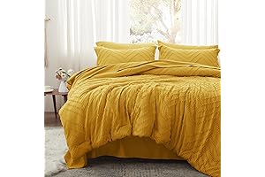 Anluoer Queen Comforter Set - Mustard Yellow Tufted Bedding Bliss