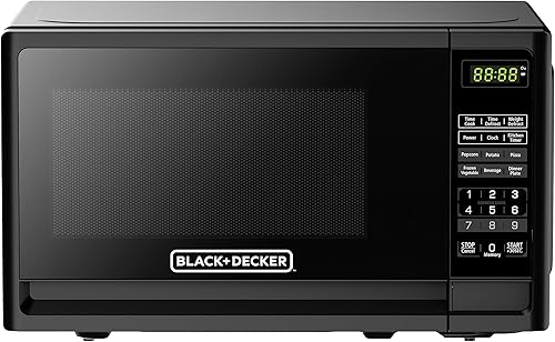 BLACK+DECKER Horno de microondas compacto de 0.7 pies cúbicos, 700 vatios con iluminación LED, bloqueo infantil