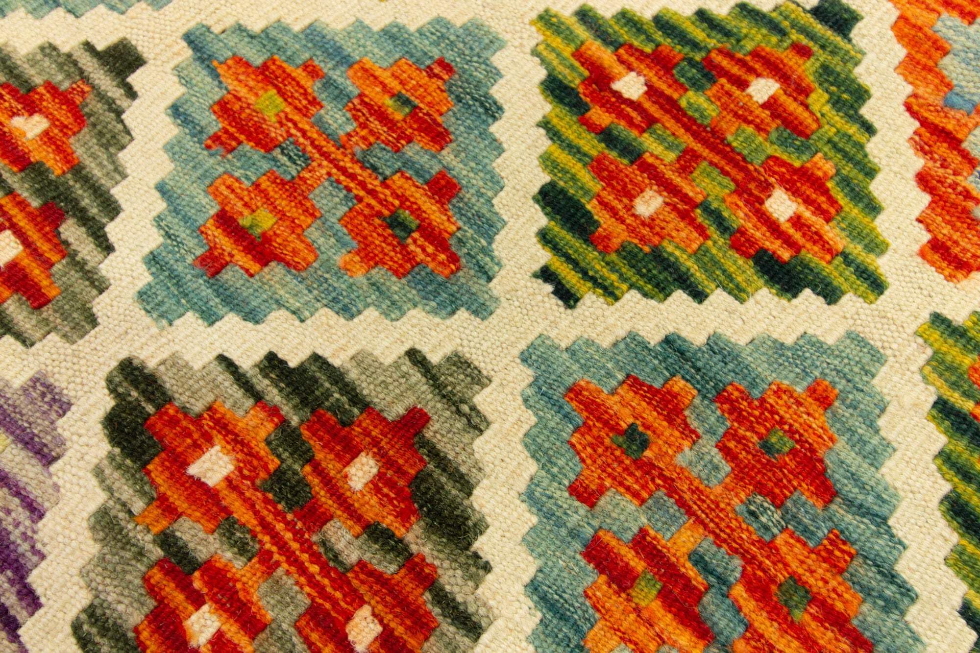 Kilim Tapis 100 % laine 122 x 84 cm, fait à la main, pièce unique de style Herat Boho multicolore, tissage plat, tapis d'entrée et chambre