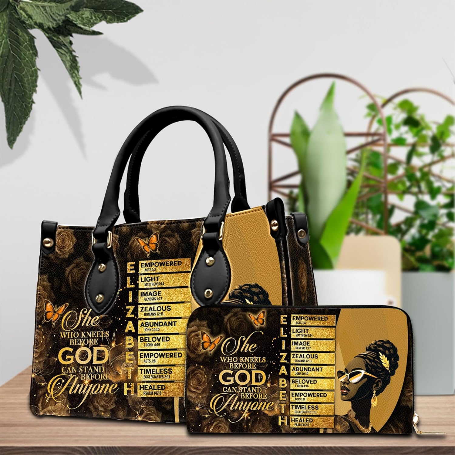 Personalized African American Leather Bag, African Purse, Christmas Gifts for Black Girl Women, Black History Handbags - Image 9