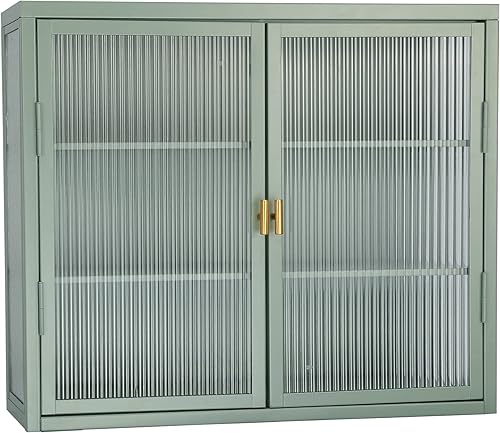 Armario de almacenamiento de pared de doble puerta de vidrio con estante desmontable organizador de almacenamiento de gabinete de montaje en pared