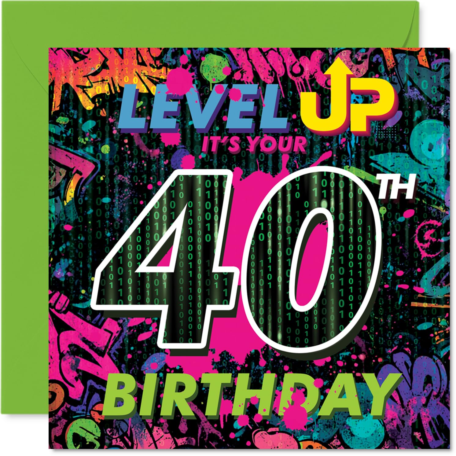Playful 40th Birthday Card, Level Up Your Big Day