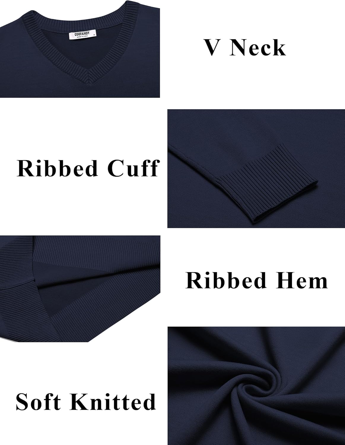 COOFANDY Men's V Neck Sweater Lightweight Knitted Pullover Sweaters - Image 6