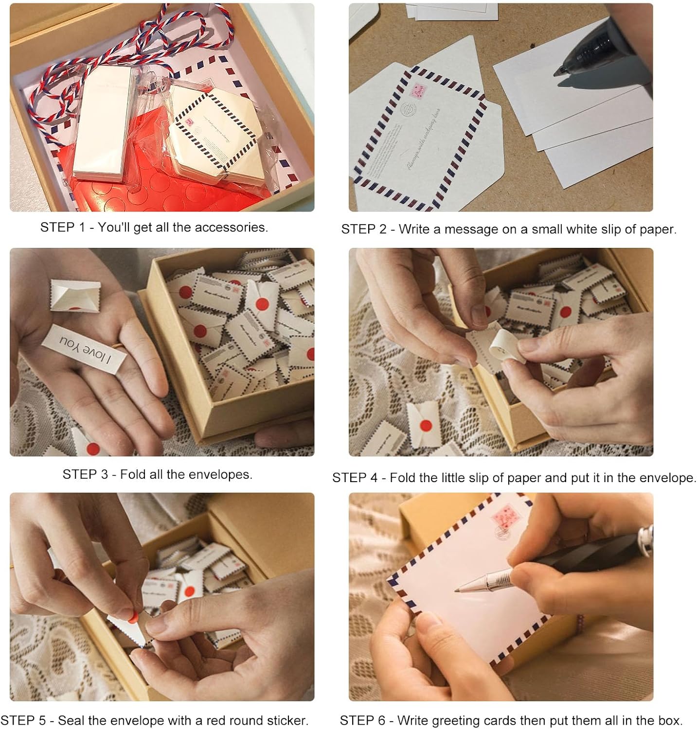 Love Letter box, Tiny Love box, Mini cards with envelopes, I love you gifts for him, for her, Long distance relationship gifts, Love letter game, Mom gifts (#A-100pcs)