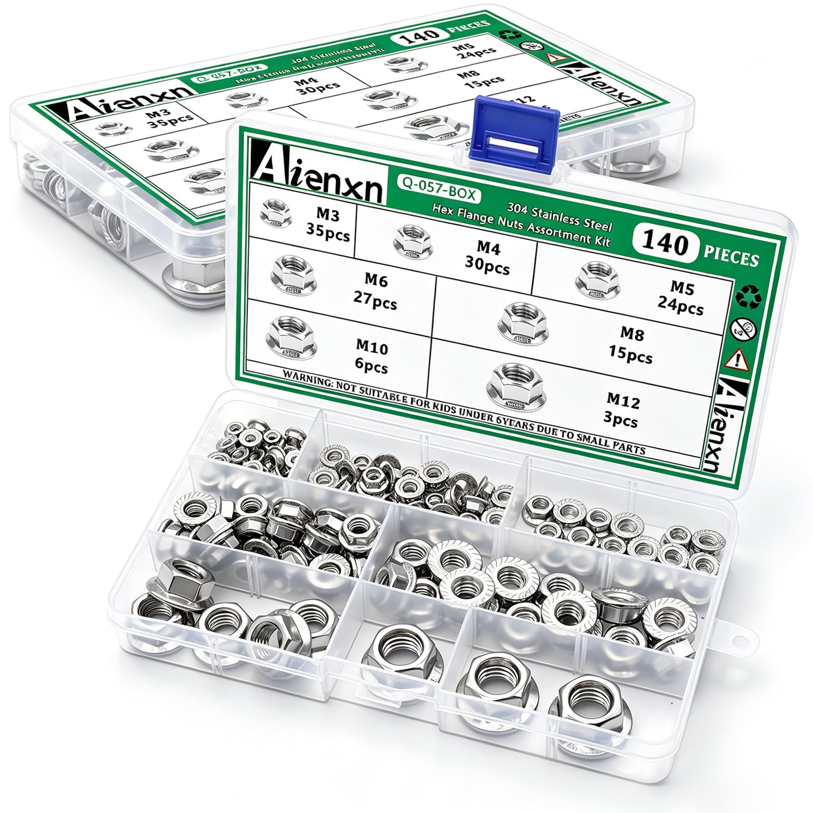 Stainless Steel Flange Nuts - 140 Piece Set -6
