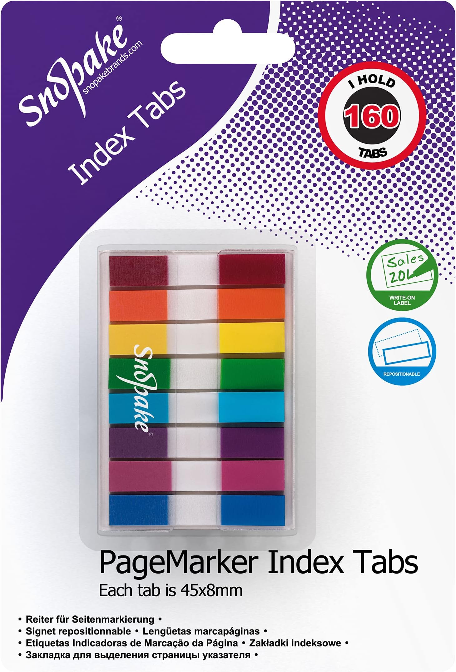 Index Tab PageMarkers with Colour Coded Tips 45 x 8 mm - 160 Tabs - Assorted [Ref: 15845]