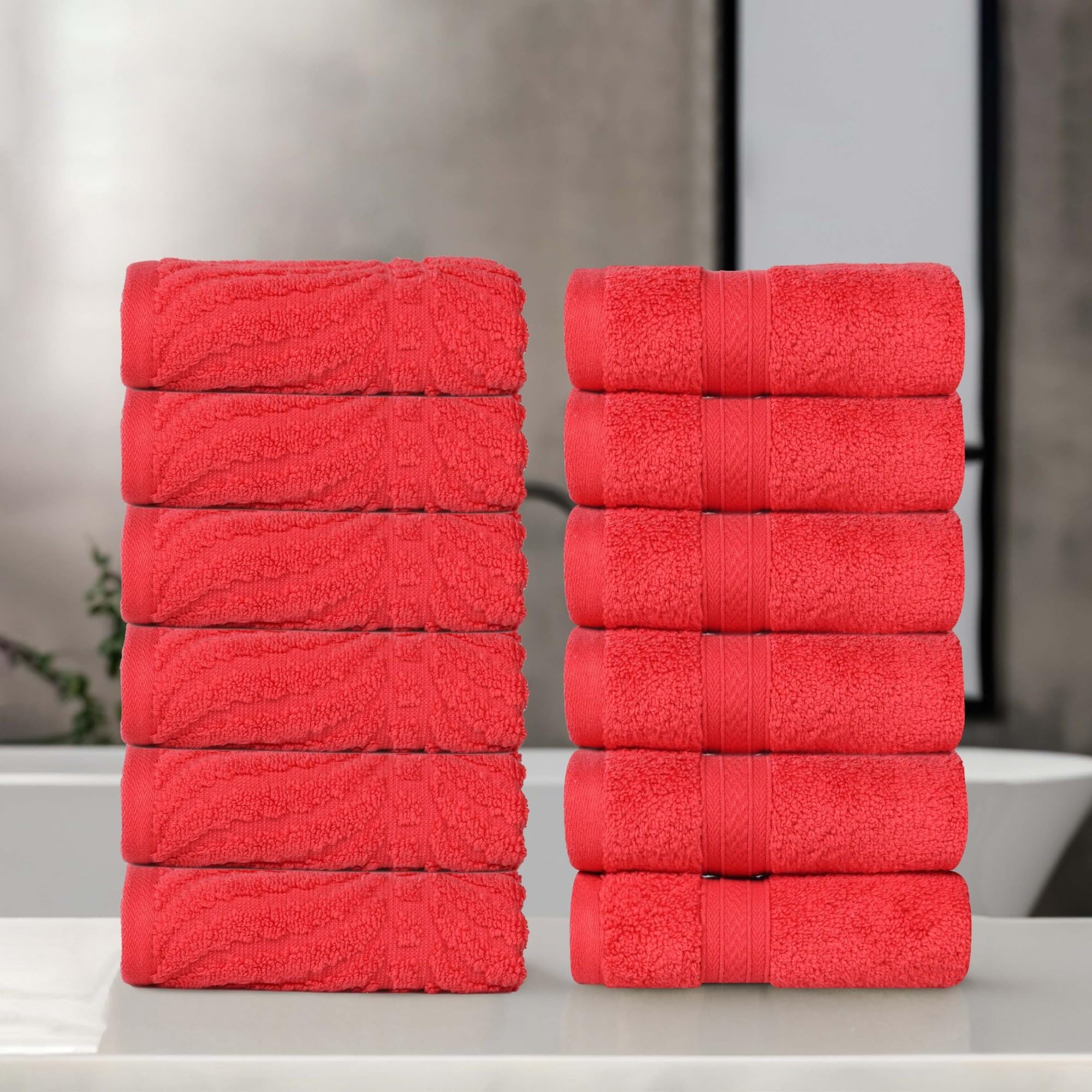 Serviettes de toilette luxueuses en coton motif chevron haut de gamme