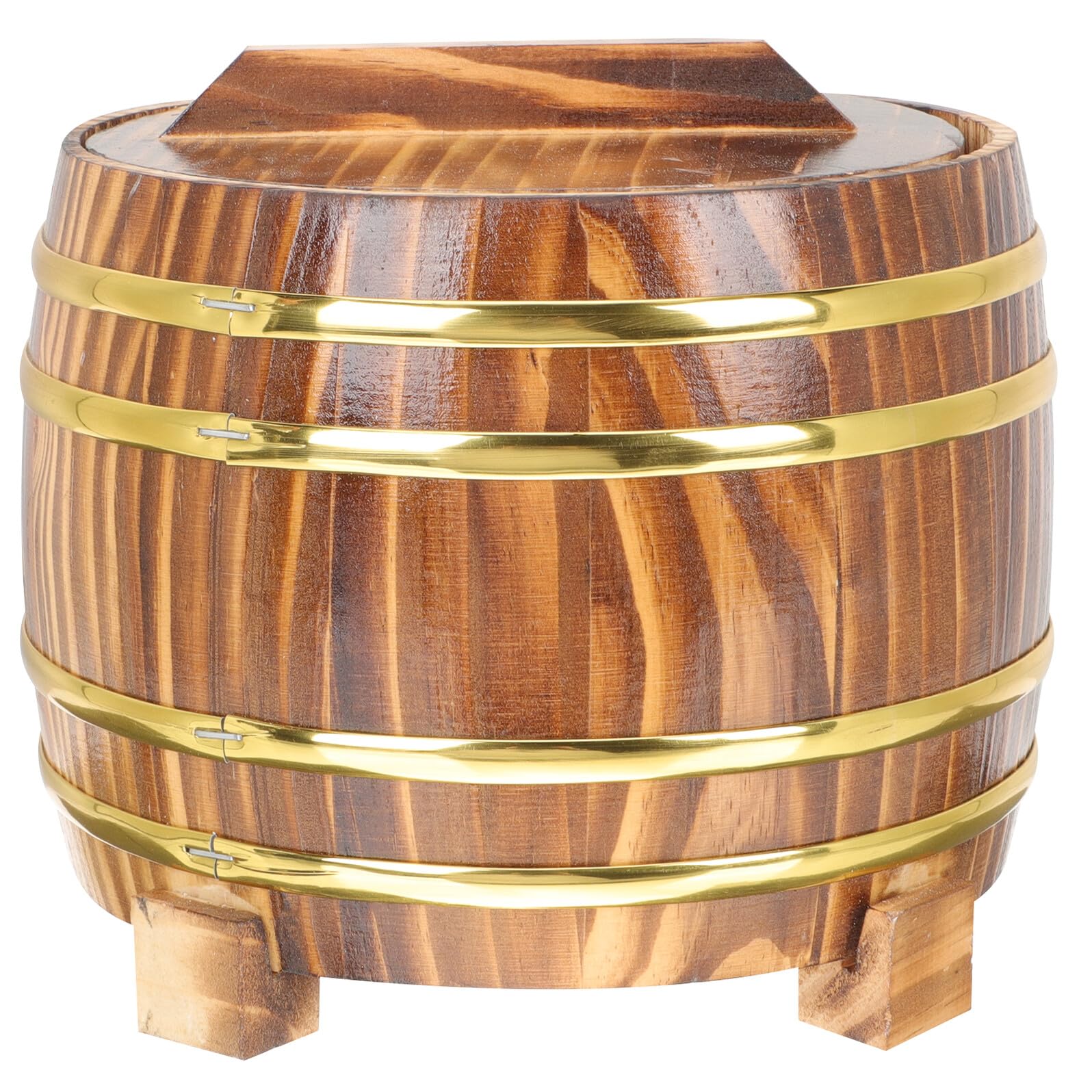 Cabilock Secchio per Riso al Vapore in Legno 18 CM Coperchio e Interno in Acciaio Resistente Contenitore Rotondo per Riso Domestico Adatto per Cucina Casalinga Ristoranti e Sushi