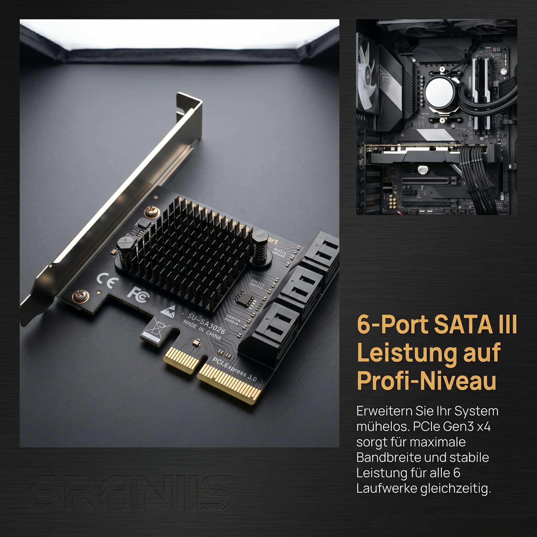 PCIe zu SATA III Erweiterungskarte, 6 Port SATA 3 6Gbps PCI Express 3.0 x4 Controller Karte mit Soft-RAID Unterstützung für Desktop PC & Server