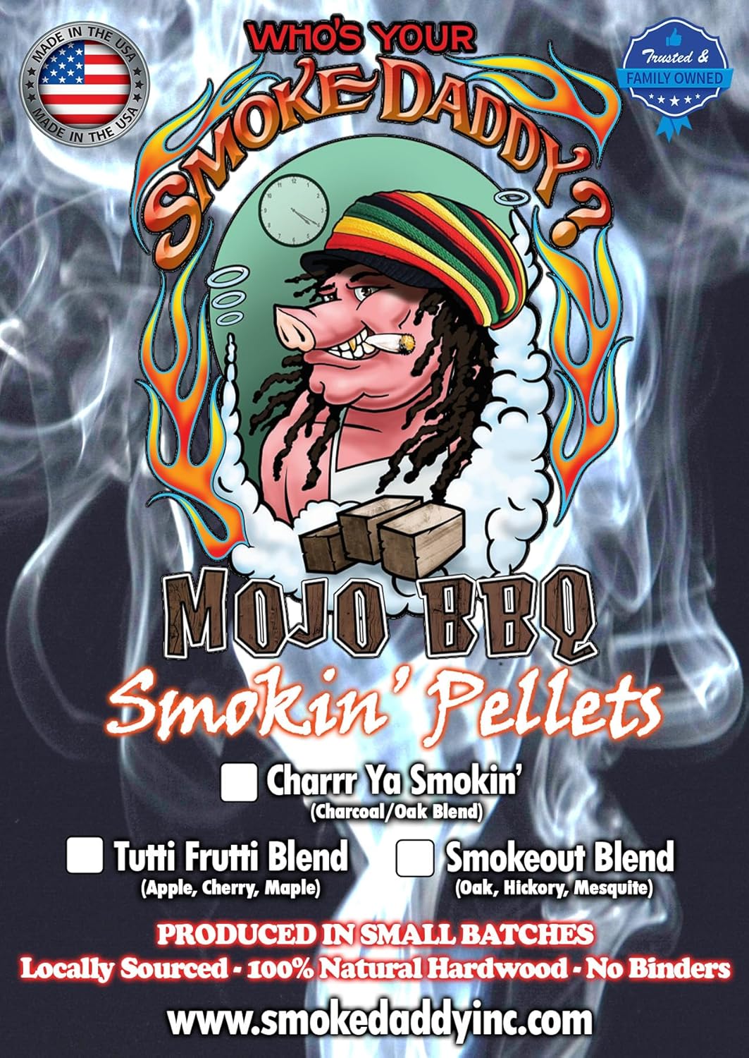 Smoke Daddy Exclusive Mojo BBQ Pellet Blends for Any Pellet Grill - No Fillers - Made in Small Batches - 20lb Bag (Tutti Frutti Blend (Apple, Cherry, Maple))