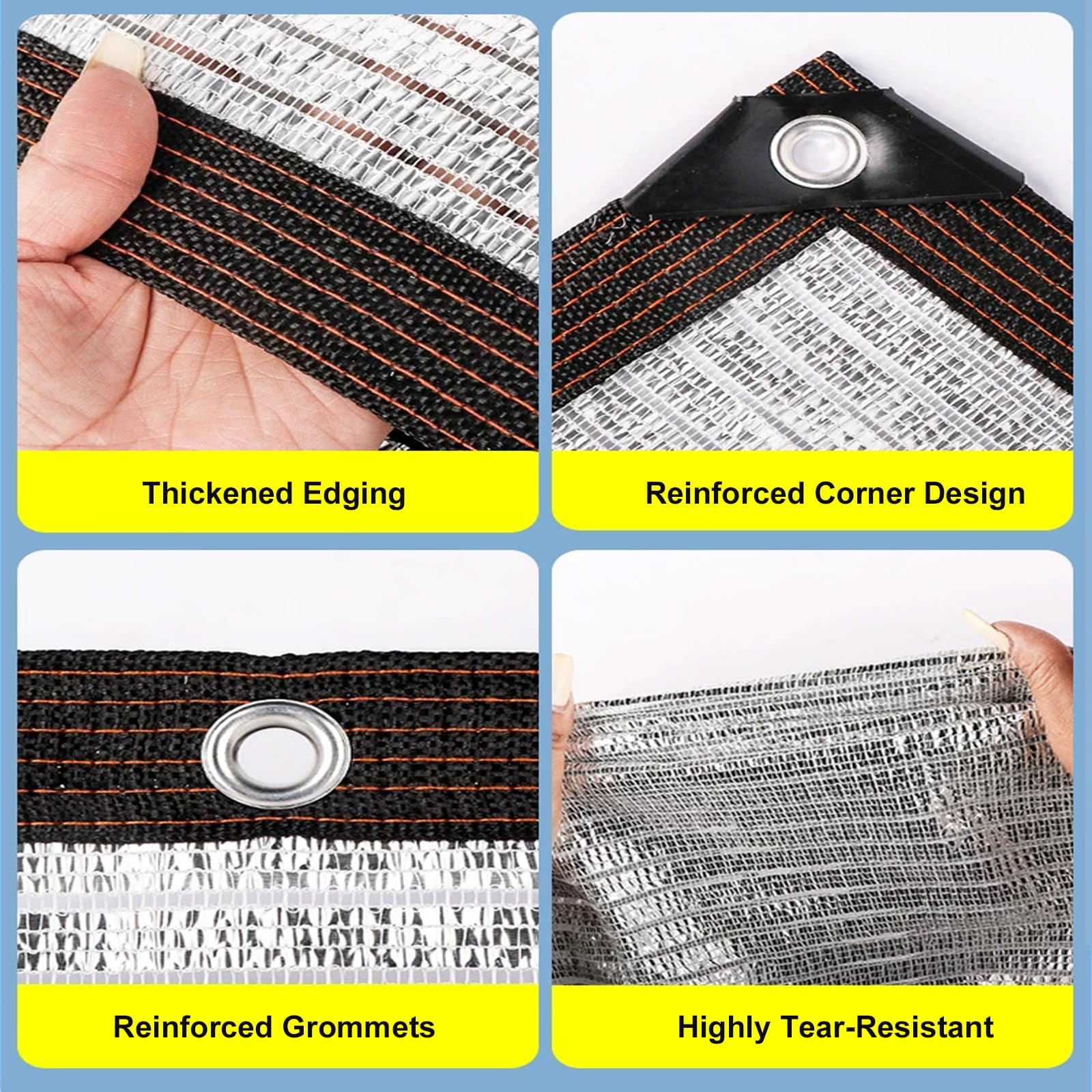 Malla Sombreadora del 75%,Red de Sombreado de Aluminio,Bloqueador Solar Sombra Paño Plateada,Malla de Ocultación con Ojales,Red Resistente a Los Rayos UV para Exteriores (3x10m)