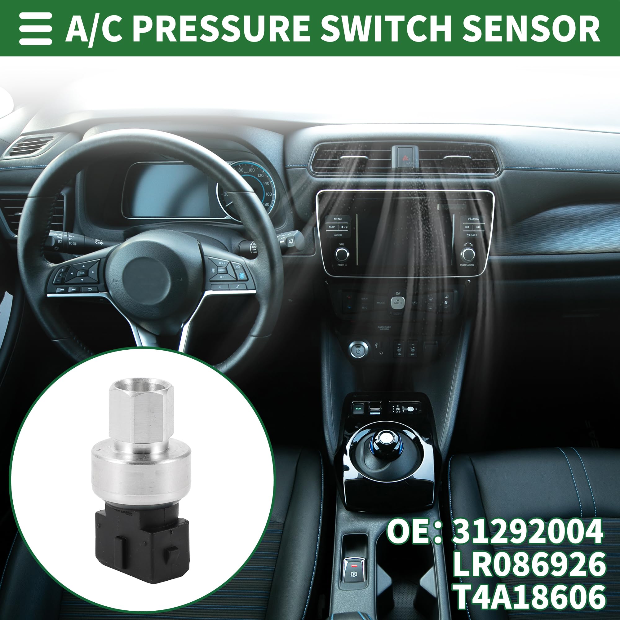 Motoforti Capteur De Pression Climatisation Pour Volvo C70 2006-2013 1pc | 1Pc, Noir, Plastique/Métal, DC 12V, -40-135°C, 3 Broches, OE:31292004, Adapté Pour Volvo C30/S40/S60/S80 2004-2018