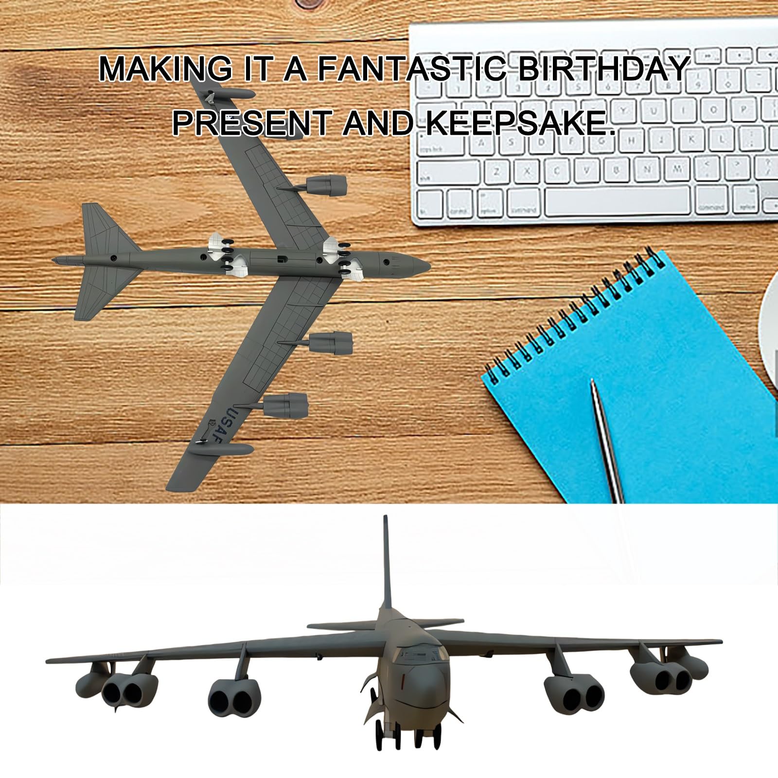 1/200 B-52 Stratofortress Bombardiere Pesante Modello in Metallo Pressofuso Aereo Militare ad Alta Precisione con Espositore, Edizione da Collezione for Appassionati Aviazione Regalo