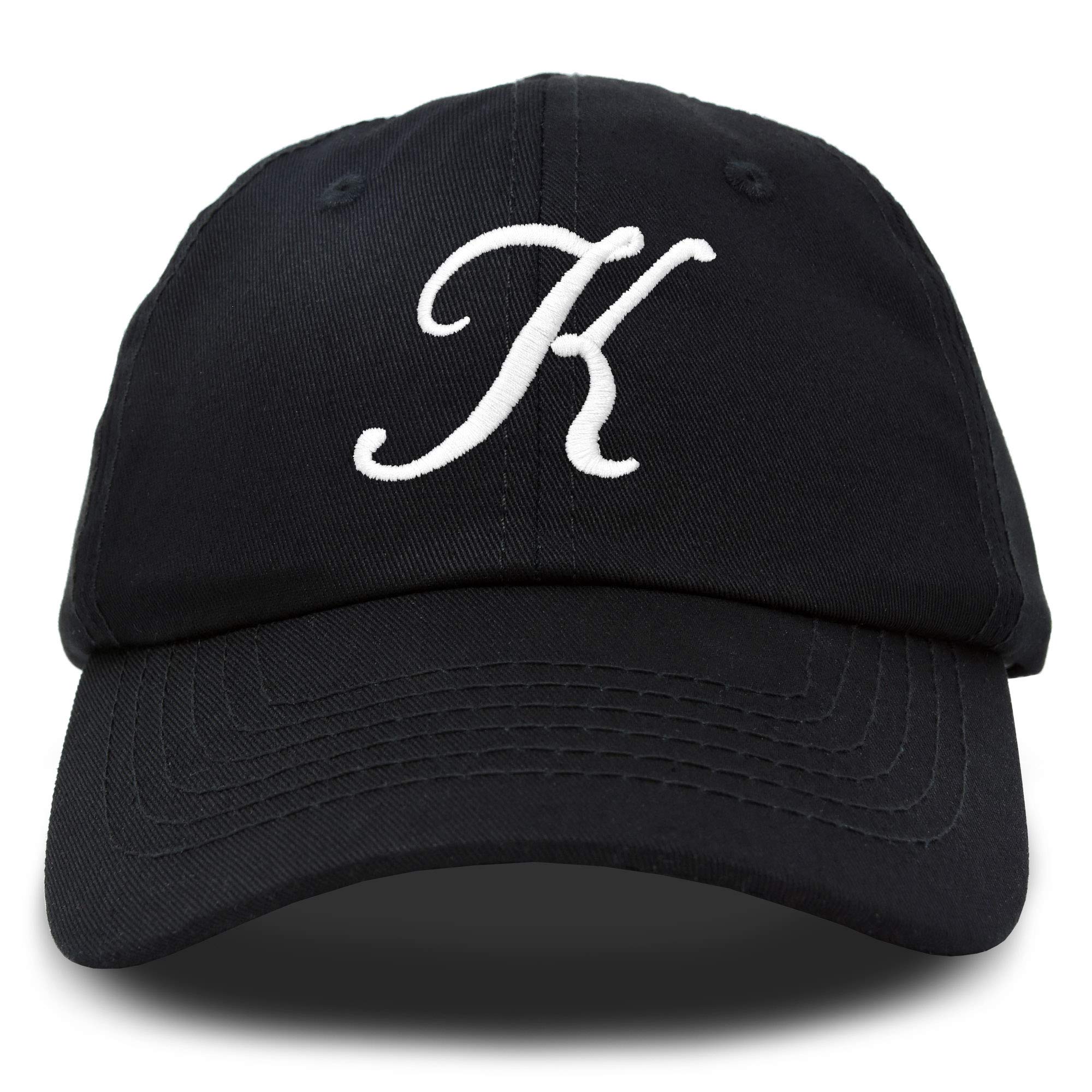 DALIX Initial Hat Letter K Womens Baseball Cap Monogram Cursive Embroider