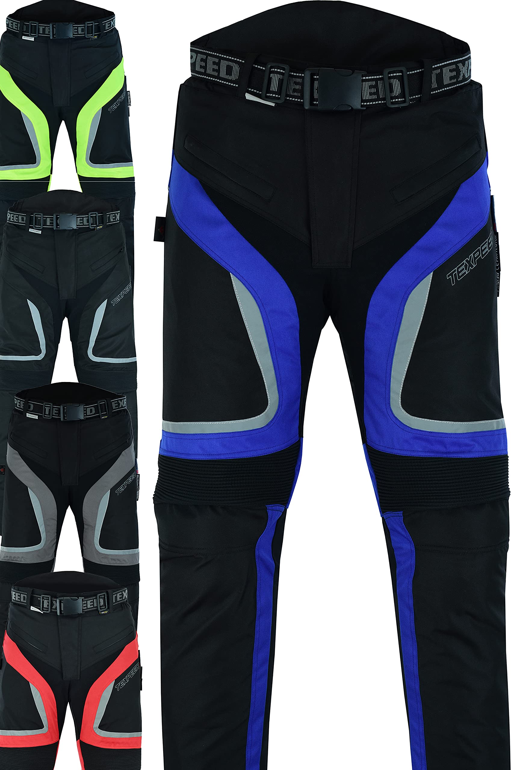 Texpeed Motorcycle Biker Trousers Mens Motorbike Waterproof Textile Cordura Pants With Protective CE Armour (EN 1621-1) Black - 40W / 30L — view 11