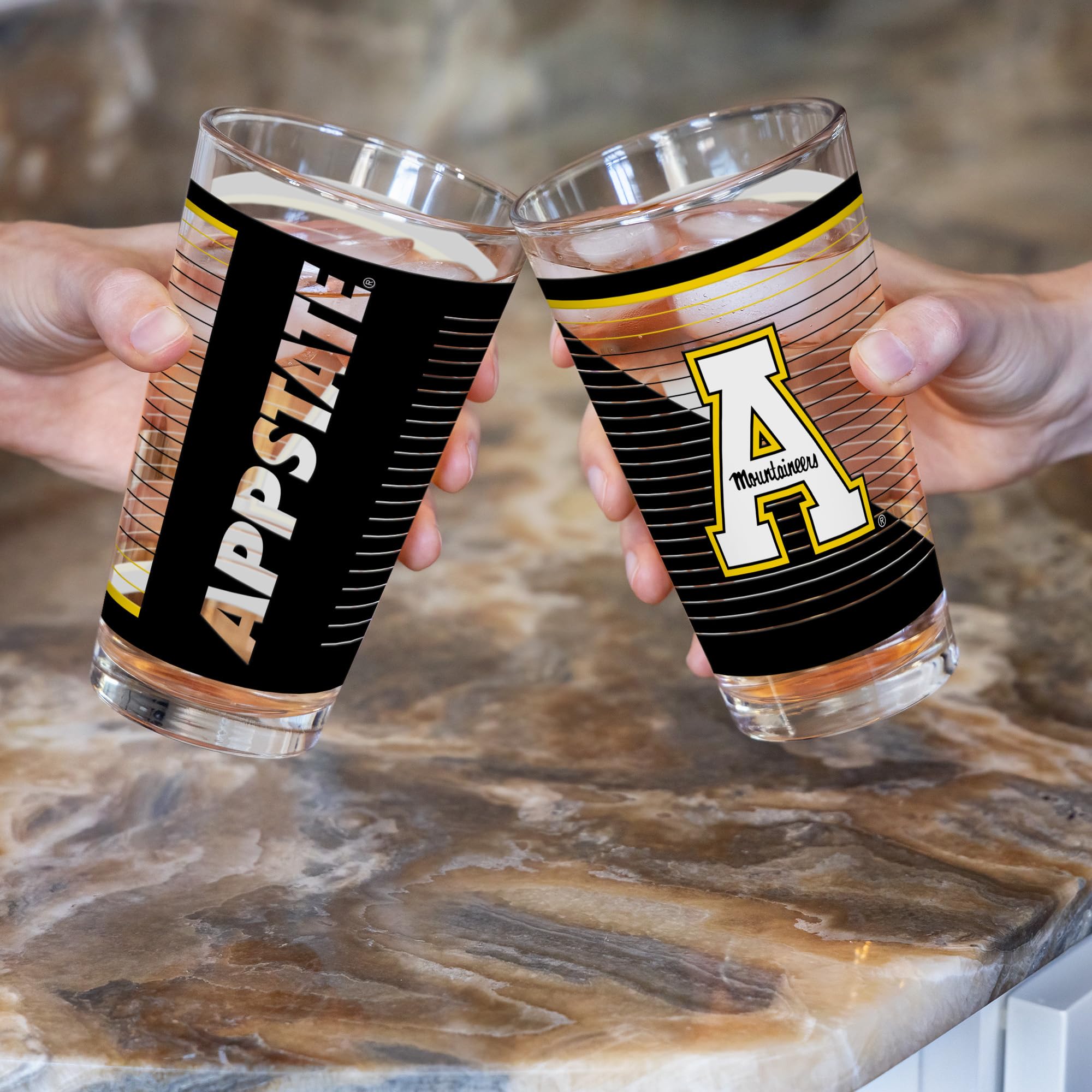Rico Industries NCAA Appalachian State Mountaineers 473.6 g Pint-Gläser mit digital gedrucktem Logo, praktisches Set mit 2 klassischen Trinkgläsern, spülmaschinenfest