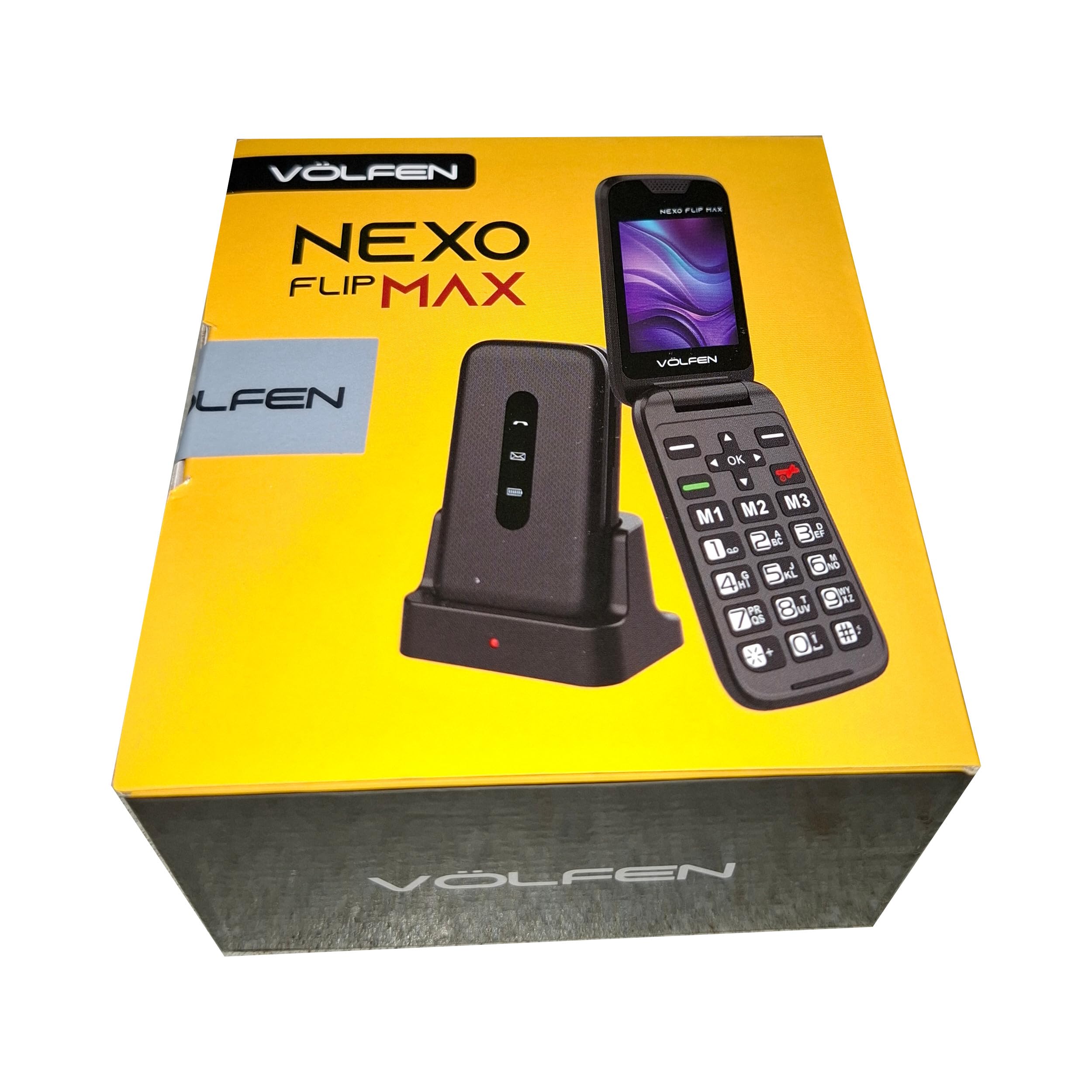 Nexo Flip MAX - Teléfono móvil de Tapa para Personas Mayores, Botones y Teclas Grandes, fácil de Usar, USB-C, 3 memorias directas, Base de Carga, Color Negro (Negro)