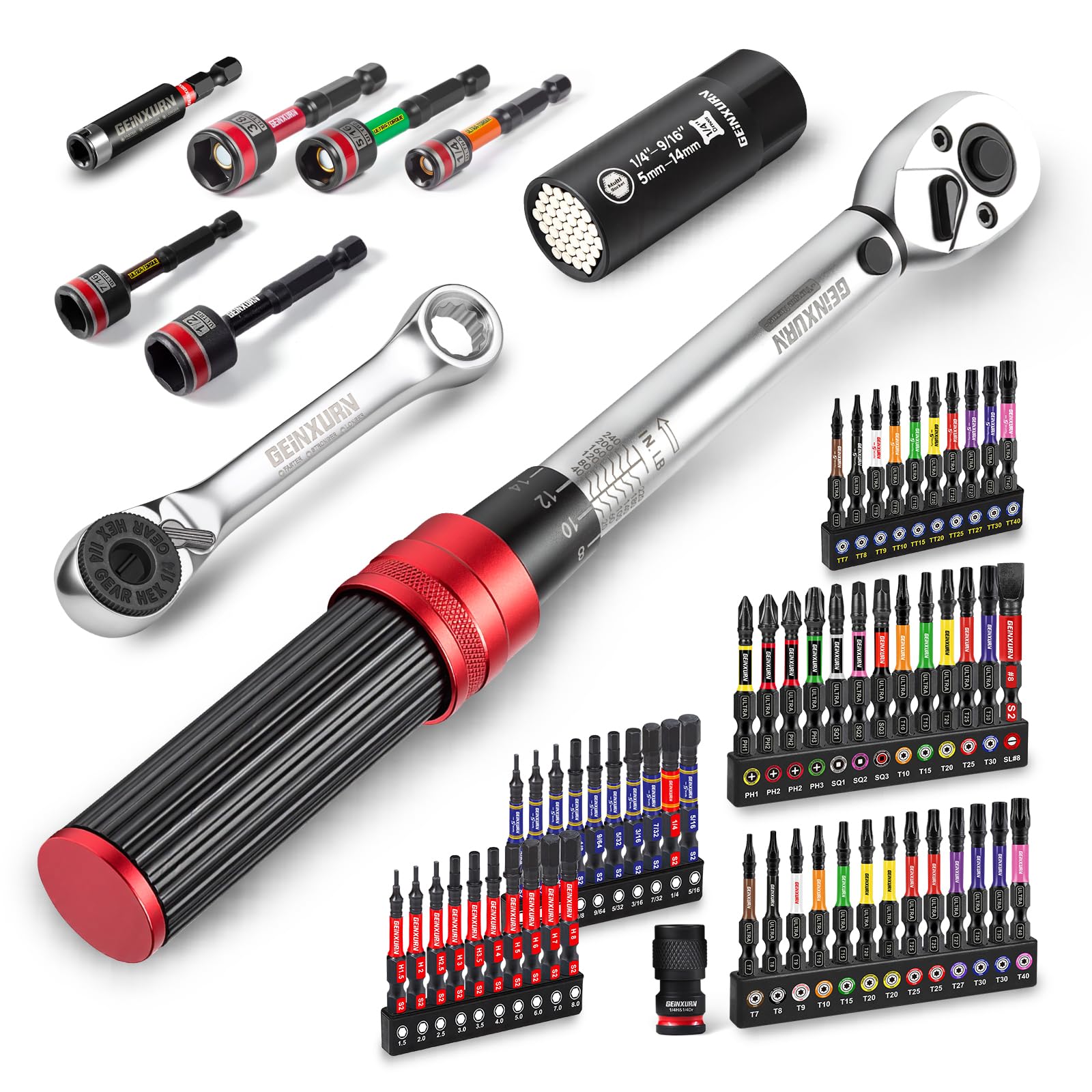 Amazon | GEINXURN 66ピース 1/4インチ 工業用トルクレンチセット