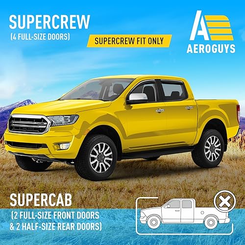 Miniatura 3 de Deflectores de Ventana Extra Duraderos en Canal, Viseras de Ventana, Protectores de Lluvia Compatibles con Ford Ranger 2019-2023 SuperCrew, Viseras