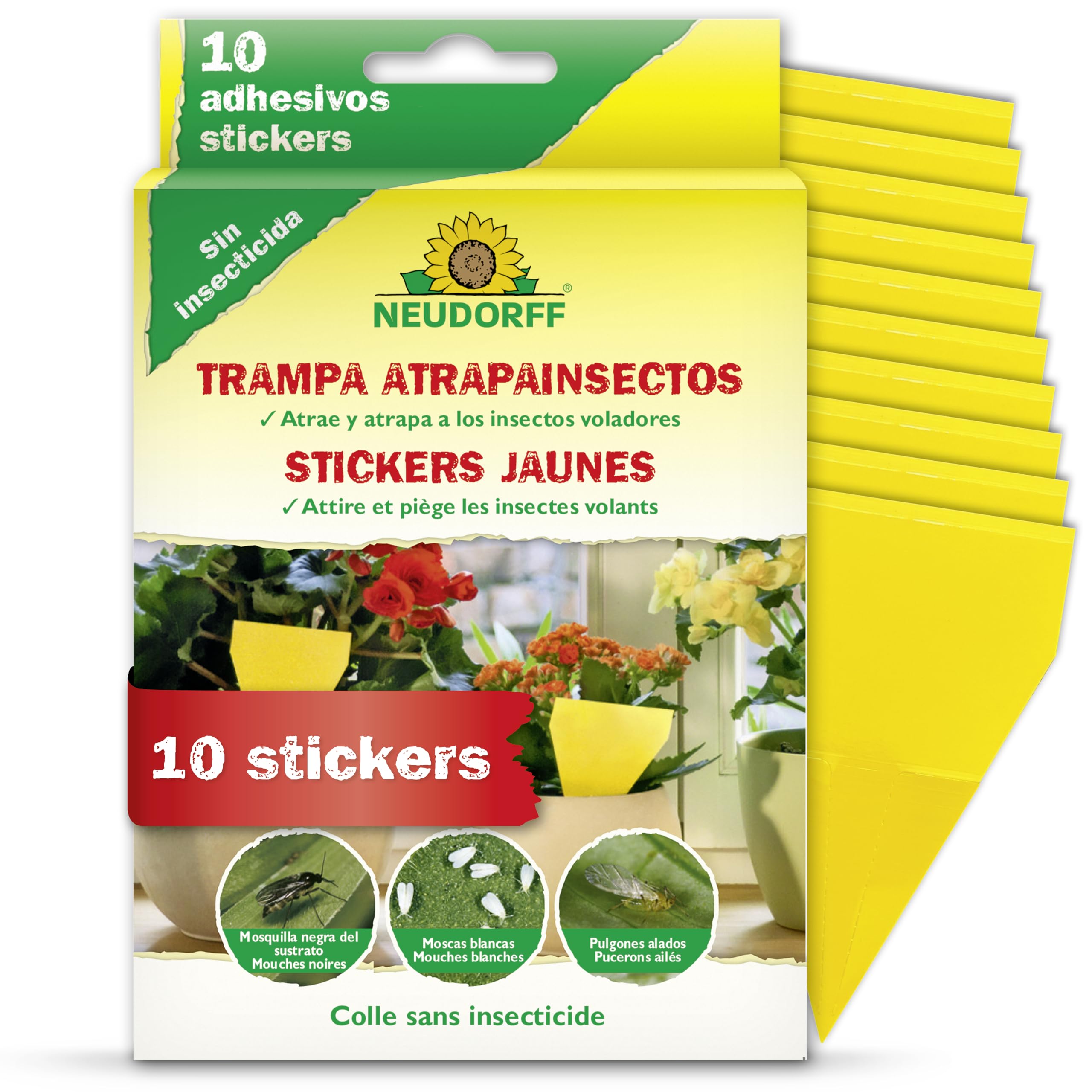 Pièges Englués Duo Neudorff - 20 Stickers Jaunes & Bleus Contre Moucherons Et Thrips