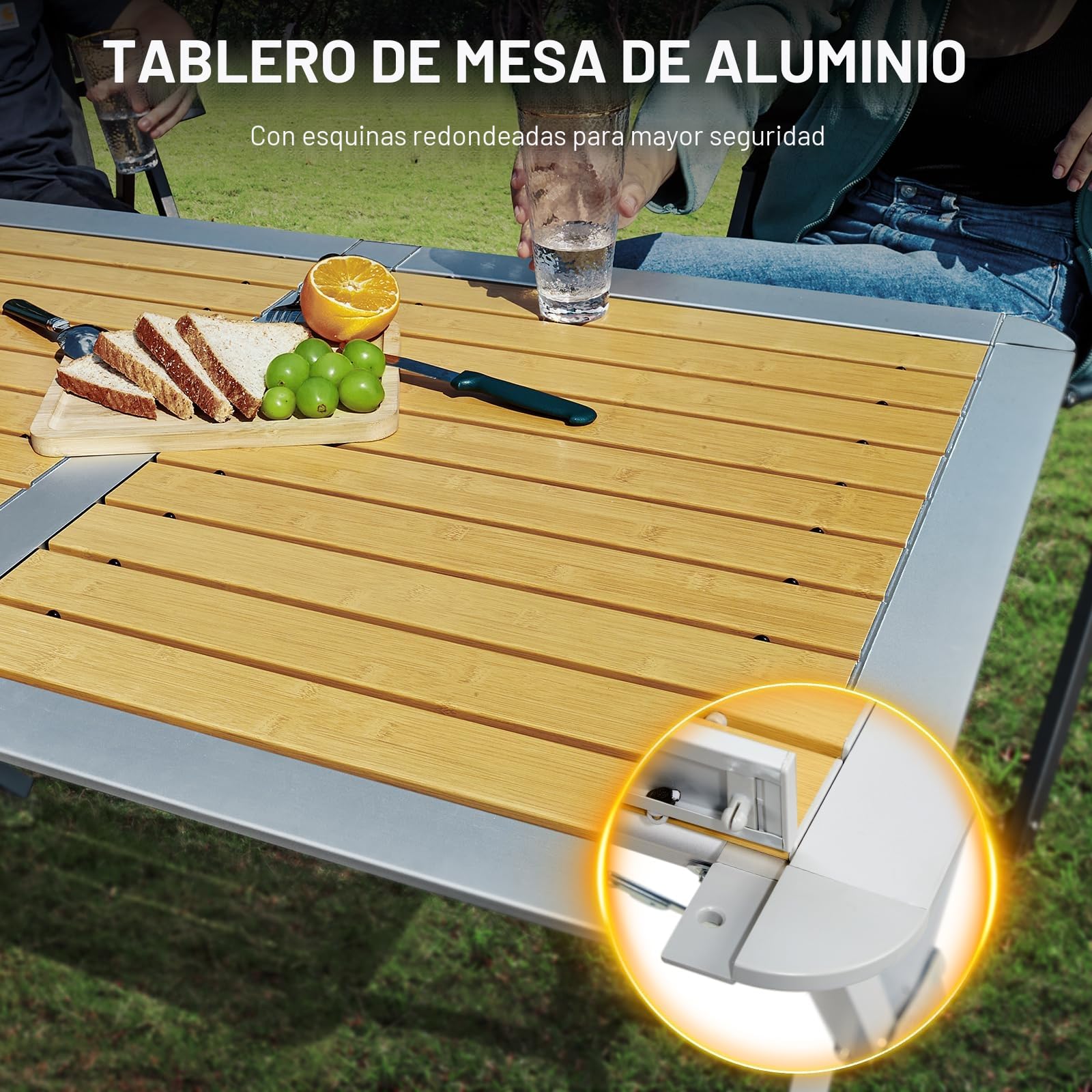 TIMBER RIDGE Mesa de Camping Plegable para 4-6 Personas Mesa de Jardín de Aluminio 110 x 70 cm, Mesa Plegable Portátil con Bolsa de Transporte Exterior Playa Picnic