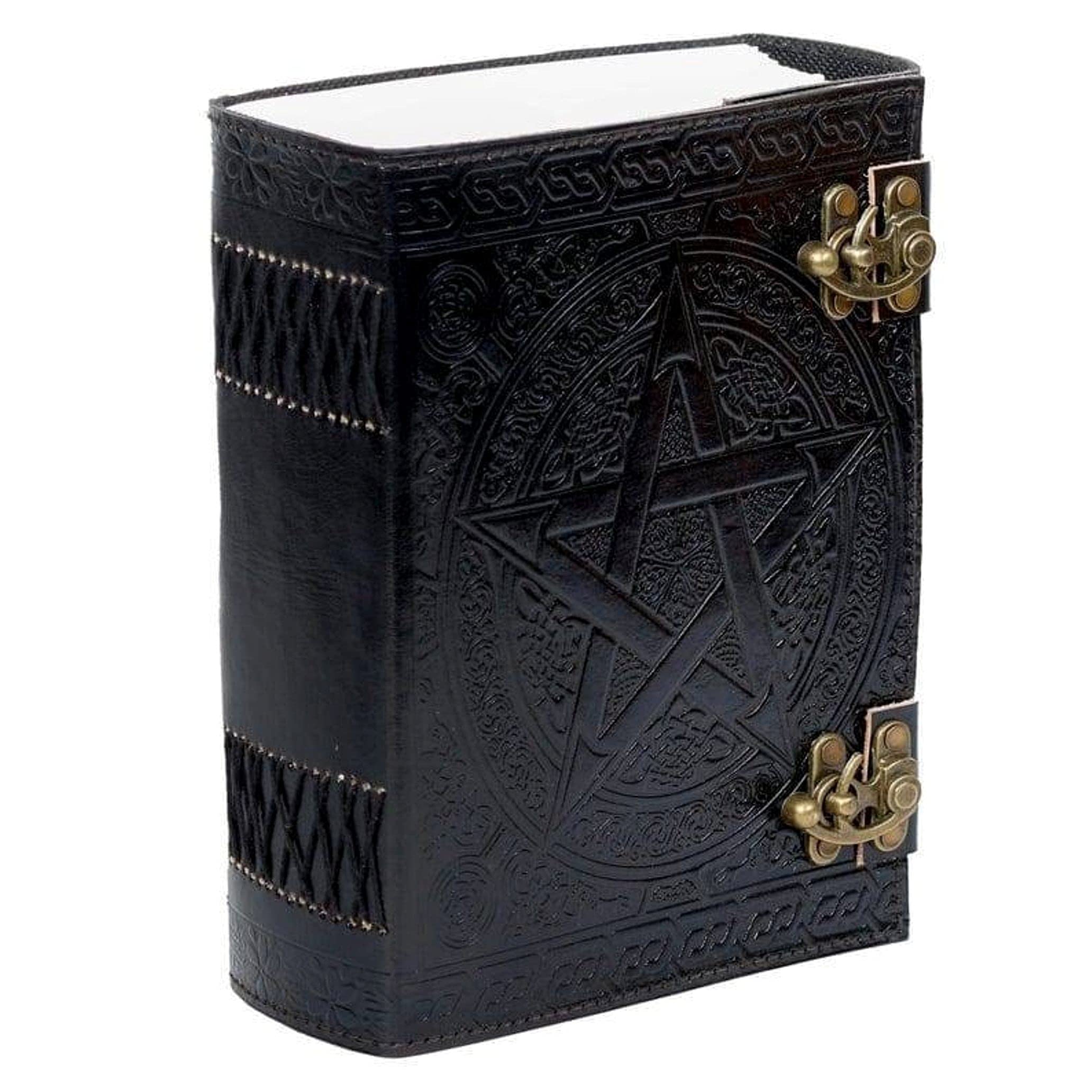 600 Seiten großes Pentagramm-Tagebuch | Leder-Tagebuch | geprägtes großes Pentagramm-Notizbuch | Leder-Notizbuch | handgefertigtes Leder-Tagebuch | Leder-Grimoire | Leder-Skizzenbuch 7 x 10