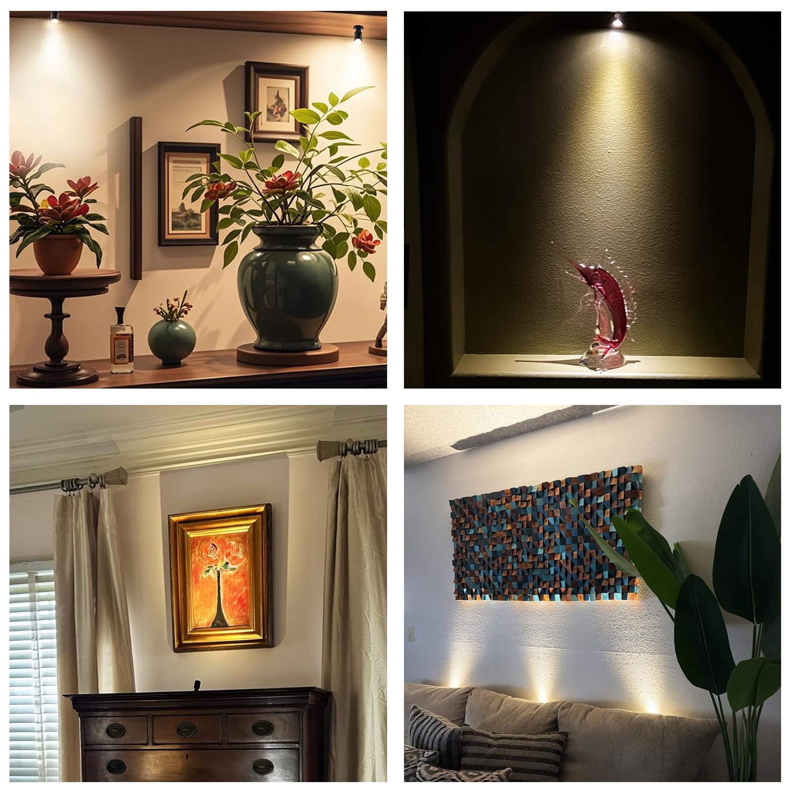 Mini focos led USB para Escaparate Foco Led 3000K Blanca Cálida Mini Focos de Superficie Rotativo 360° para El Hogar,Decoración de Joyas, Pintura,Vitrinas (8 Piezas - blanco cálido)