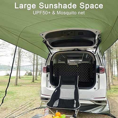 Miniatura 3 de G4Free Toldo para automóvil con mosquitera, portátil, para SUV, para puerta trasera, para exteriores, campamento, automóvil, viajes, (verde militar)